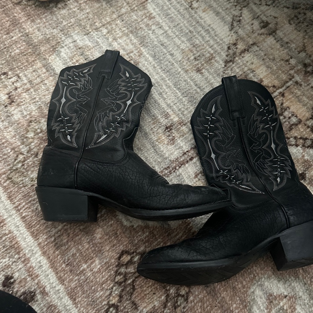 Black Leather Cowboy Boots